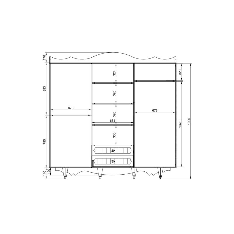 Valverde 6 Door Manufactured Wood Wardrobe