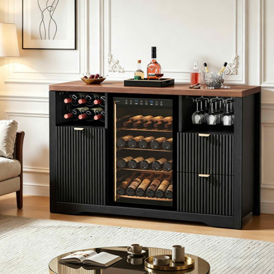 Armoire-bar 53 po avec réfrigérateur et porte-bouteilles L 53 po