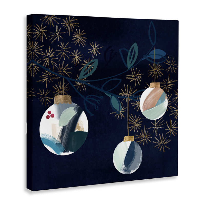 «Hanging Christmas Orbs», art mural sur toile par Jennifer Paxton Parker, H 24 po x l 24 po