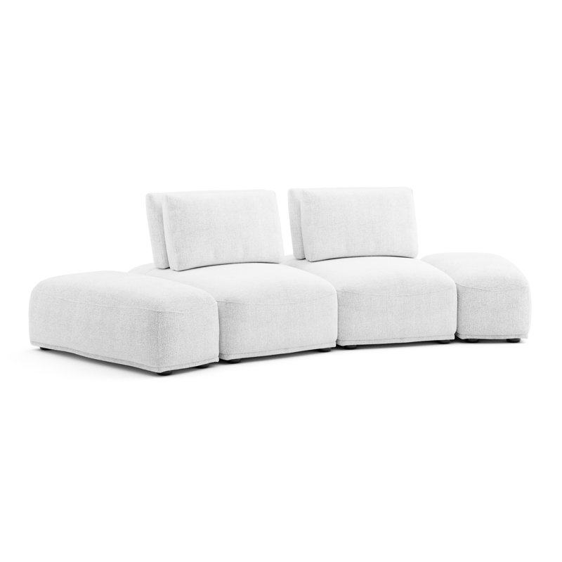 Aukeem 4 - Piece Upholstered Sectional, White Polyester