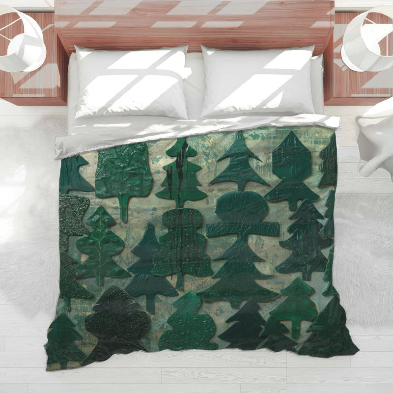 Evergreen Tree Shapes Comforter, Twin