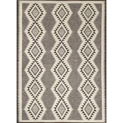 Mesa Hand Knotted Wool Southwestern Area Rug in Ivory/Heathered Gray/Dark Gray