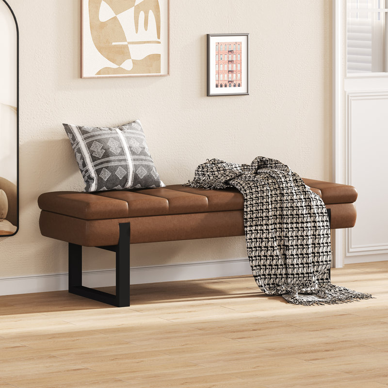Donne 52'' Wide Leather upholstered Storage Bench, Brown