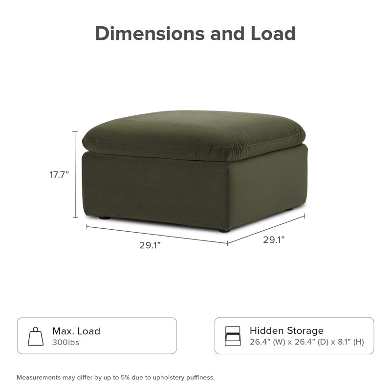 Ottoman Module With Fully Removable Washable Covers, Green