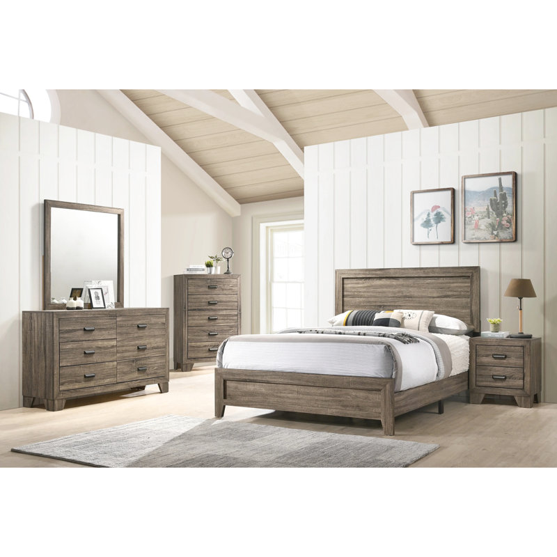 Rustic Gray Nightstand With 2 Drawers, Metal Hardware For Longevity 2 In Theme, Elements
