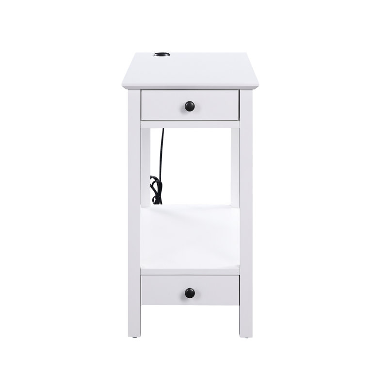 Table d'appoint Enable blanche - 2 tiroirs et 1 compartiment ouvert pour la finition du rangement avec objets personnels