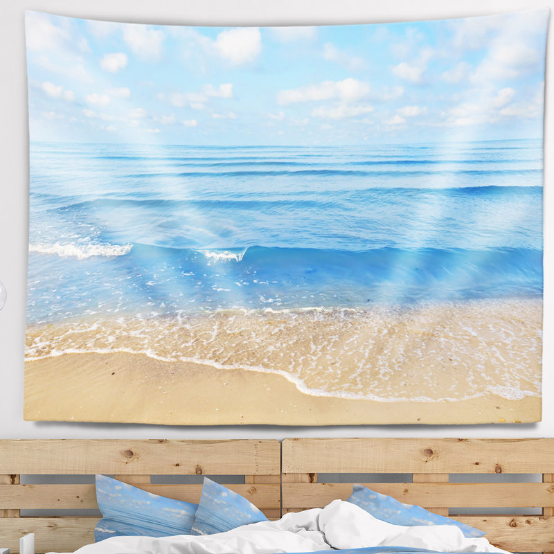 Tapisserie large de mer tropical bleu, H 32 po x l 39 po