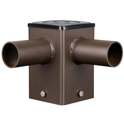 Dual 90° Tenon Adapter With 2 Horizontal Tenons For 4-Inch Square Poles, Pole Top Mount Square Tenon Bracket For Outdoor Parking Lot Lighting