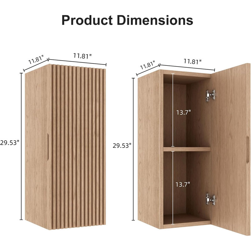Armoire de salle de bain flottante 12 po avec porte et tablette 12 po