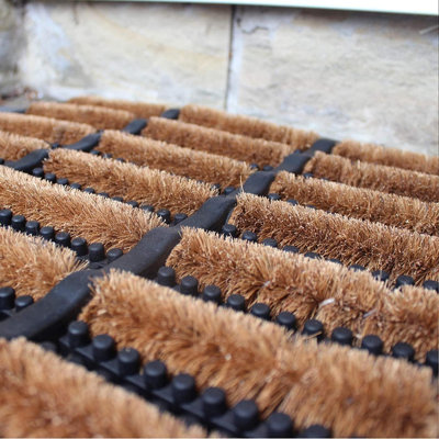 Door Mat Heavy Duty Outdoor Doormats Removes Grass, Mud and Dirt 100% Natural Coir Bristle with Rubber Backing Machine Washable Non-Slip Doormats Large (nbs Pack of 3, 40 x 60 cm)