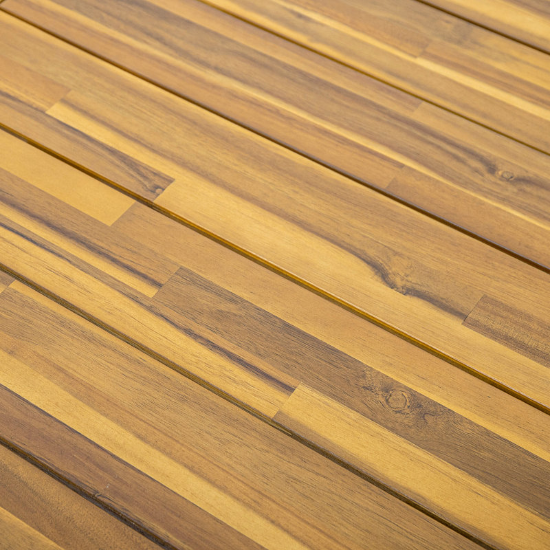 Table de salle à manger en bois d'acacia pour l'extérieur, teck clair