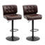 Ensemble de 2 tabourets de bar à hauteur réglable avec siège réglable, coussin épais rembourré et repose-pieds en métal HOMcom, brun