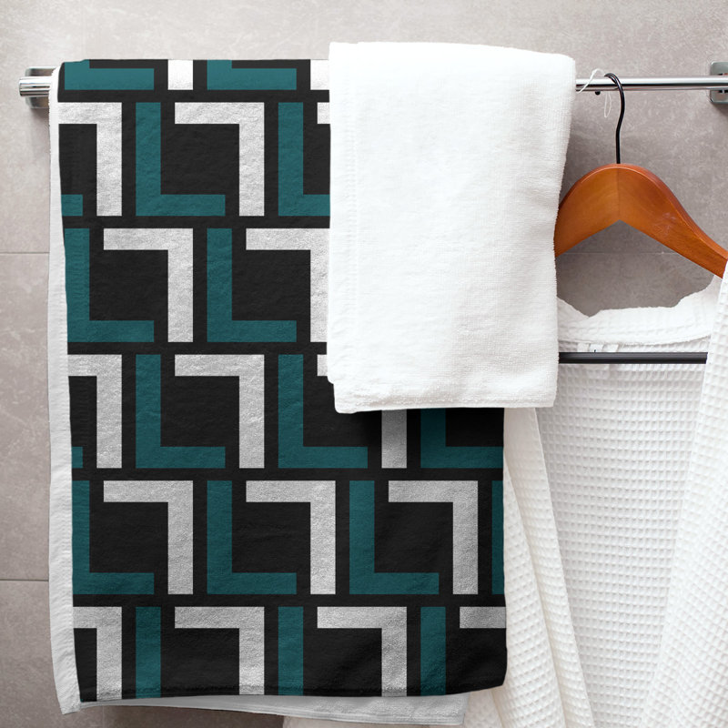 Serviette de bain, Black/Midnight Green/White
