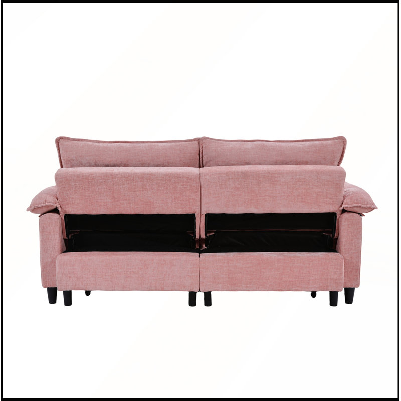 Canapé-lit convertible en velours de 73 pouces avec canapé-lit et matelas escamotable, Velours rose