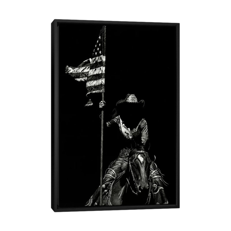 « scratching rodeo vi », impression sur toile, H 26 po x l 18 po x P 1,5 po, Toile avec cadre noir, Pas de tapis