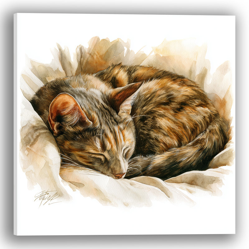 Art mural sur toile "Peaceful Tabby", l 40 po x H 40 po x P 1,5 po