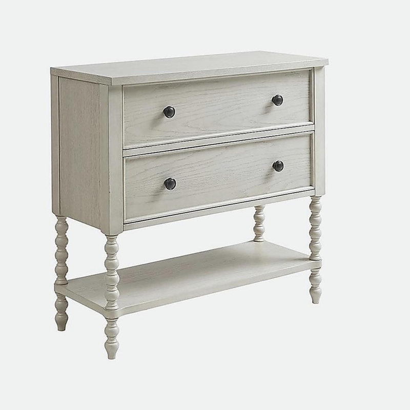 Commode décorative 2 tiroirs crème antique, Naturel