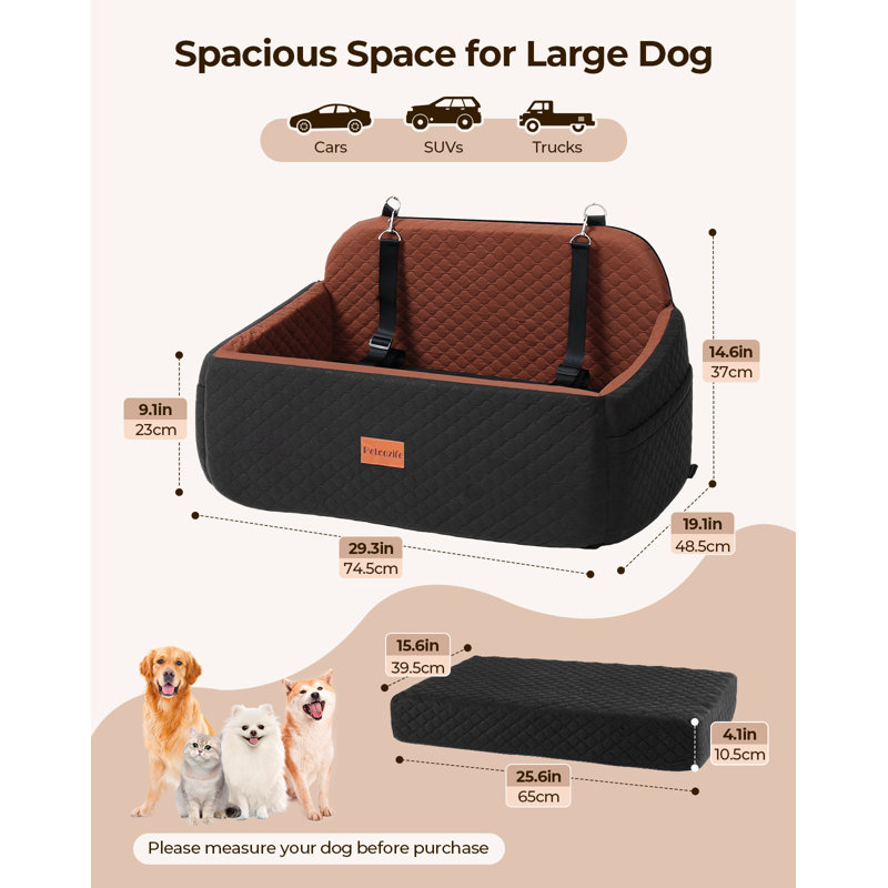 Siège d'auto pour chien de taille moyenne / grande pour chiens de moins de 60 lb ou 2 petits chiens, siège d'auto multifonctionnel avec coussin pour chien
