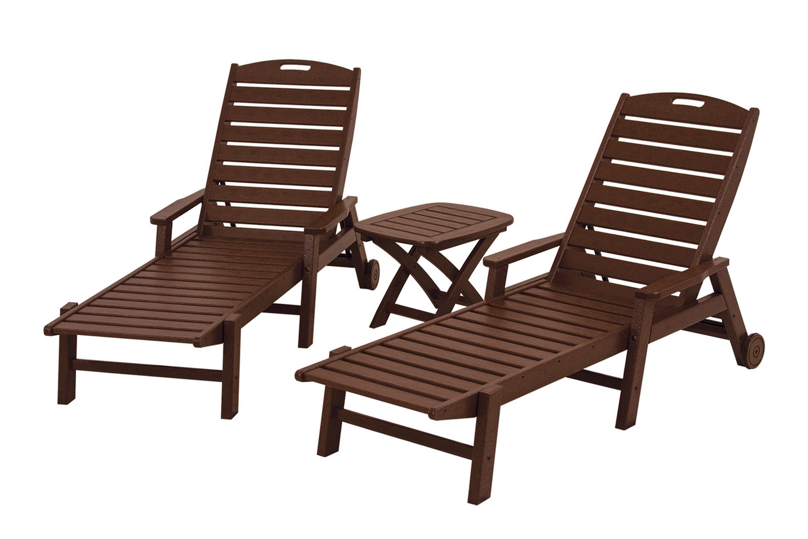 POLYWOOD® Nautical 27" Patio Chaise Lounge Set, Mahogany