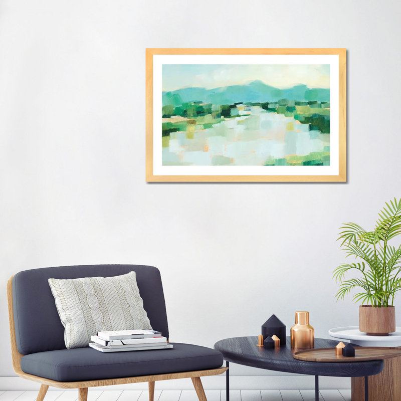 « Emerald Island II » par Ethan Harper, reproduction d’art, H 24 po x l 32 po x P 1 po, Papier encadré de bois naturel, Blanc