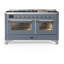 Majestic III Series 60 Inch Dual Fuel Range with 7 Sealed Burners, Griddle, in Blue Grey (Liquid Propane, Burnished Trim)-117886129-117886130-117886131