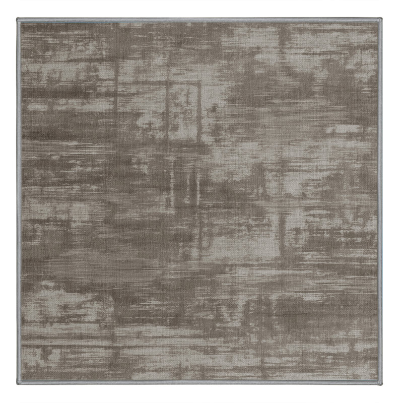 Machine Washable Abstract Grey Area Rug, Square 5'
