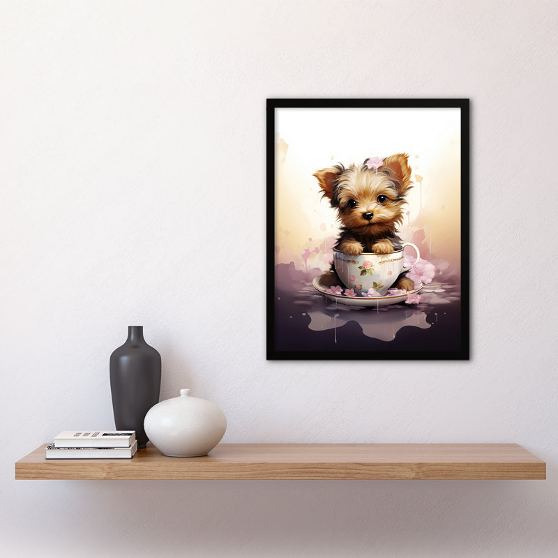 Tea Cup Yorkshire Terrier - Single Picture Frame Print