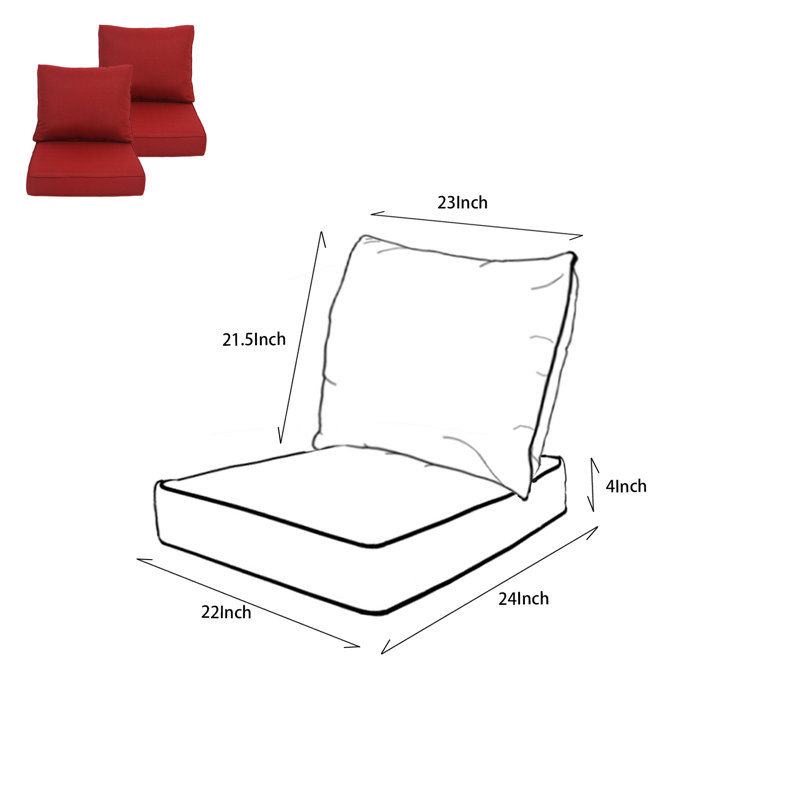 Deep Seat Chair Cushion Set - Chili, Chili