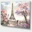 Paysage urbain «Eiffel avec fleurs roses», peinture-35109226-35109233