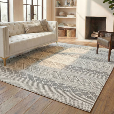 Tapis géométrique en laine tissé à la main Serafin Natura