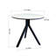 Ensemble de salle à manger 3 pièces moderne - table ronde en marbre 31,5 po et 2 chaises de traîneau en velours côtelé gris-123331633