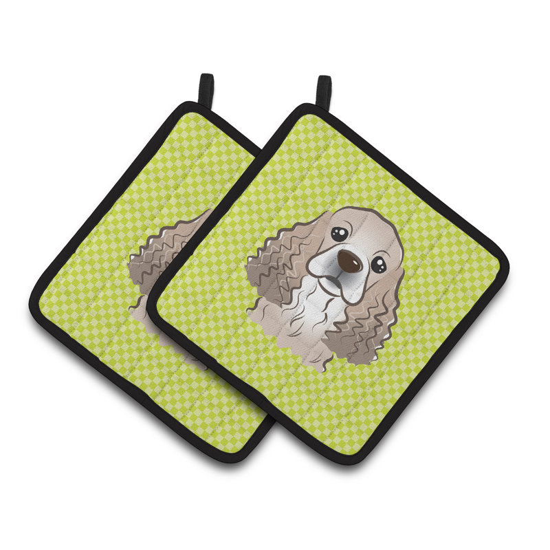 Caroline's Treasures Checkerboard Polyester Potholder, Lime Green