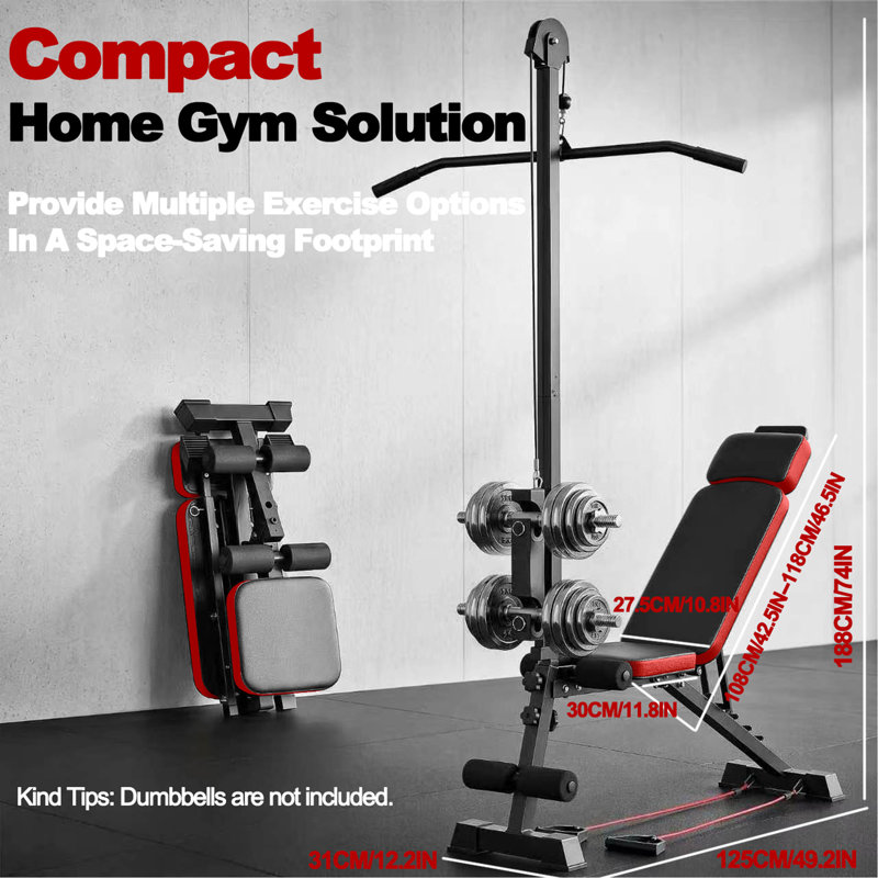 Multi-Functional Weight Bench with Pulley System and Adjustable Backrest