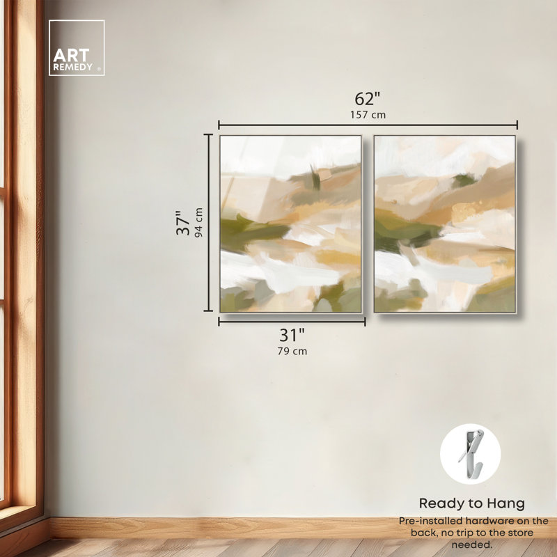 Beige Temptation Duo, ensemble de reproductions d'art mural encadrées par Art Remedy, cadre argenté, 30 x 36