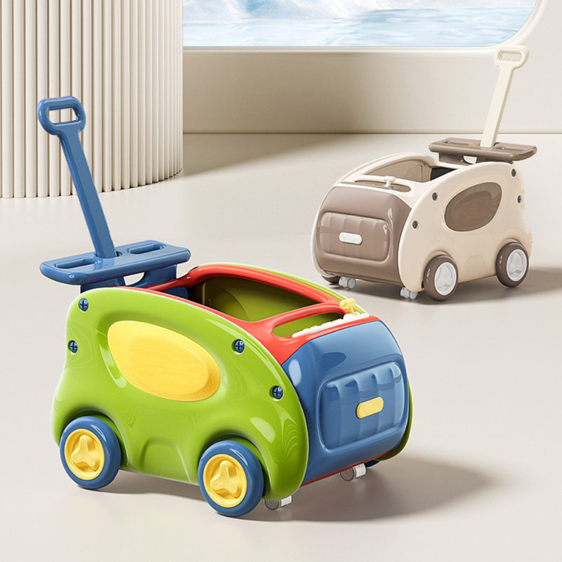 Green and Yellow Plastic Push Pull Ride-On Car