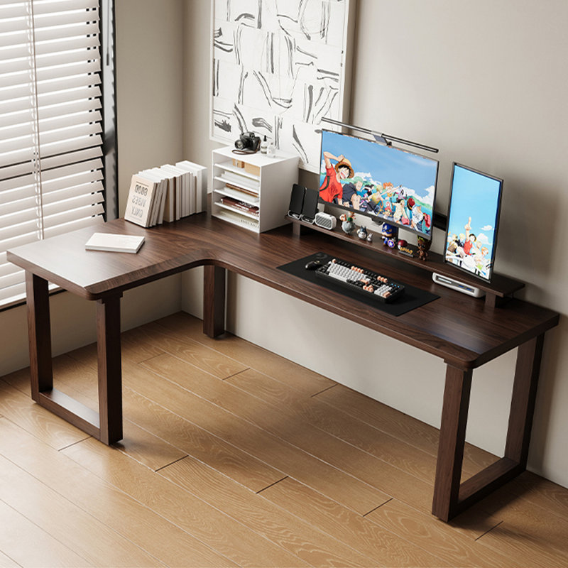 Bureau d'écriture en L noir en bois massif, H 29,53 po x l 62,99 po x P 47,24 po, Noir, Retour à gauche