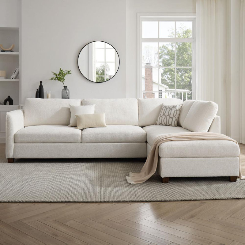 Chatrine Corner Sofa With Footstool, Right Hand Facing, Cream