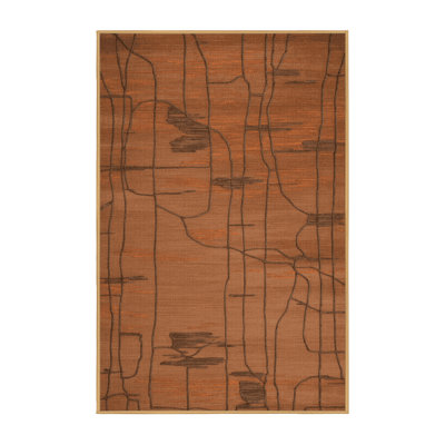 Machine Washable Abstract Brown Area Rug