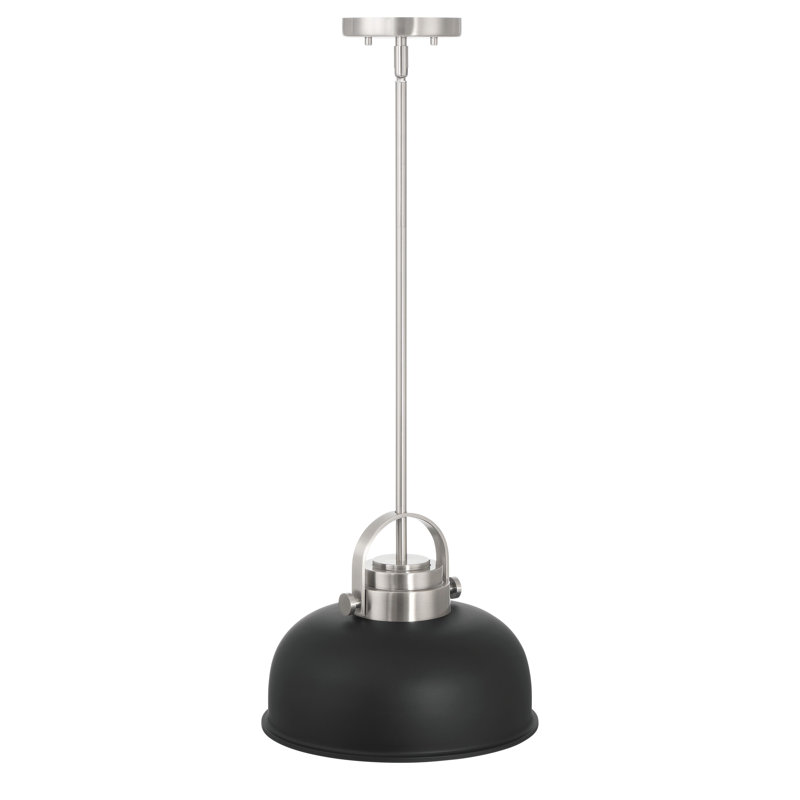 Luminaire suspendu en dôme à 1 lumière Grisel, Nickel, Noir
