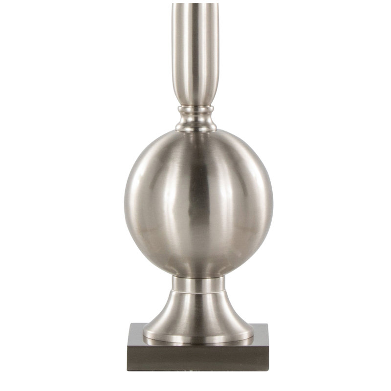 Joan 30" Contemporary Metal Table Lamp in Brushed Nickel with Grey Satin Shade from Grandview Gallery by LumiSource - Set of 2