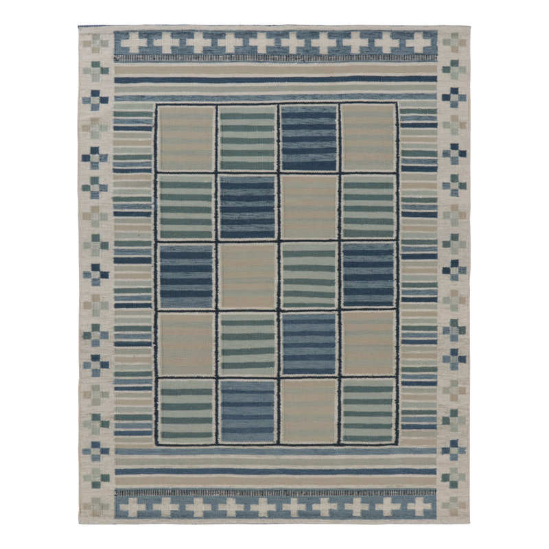 Scandinavian Wool Geometric Area Rug, Rectangle 9' x 12'