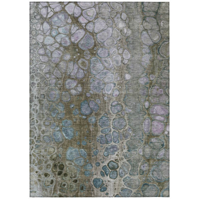 Machine Washable Indoor/Outdoor Xhevrie Brown Rug