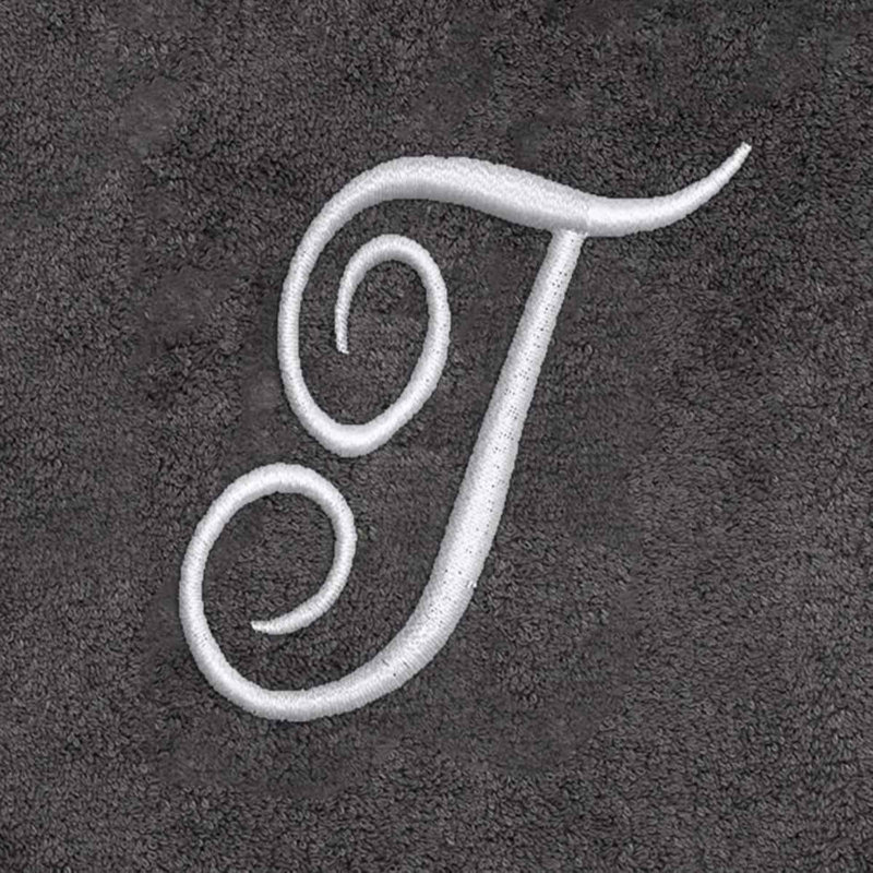 Winston Porter Granite/Silver Script Monogram Hand Towel Letter T