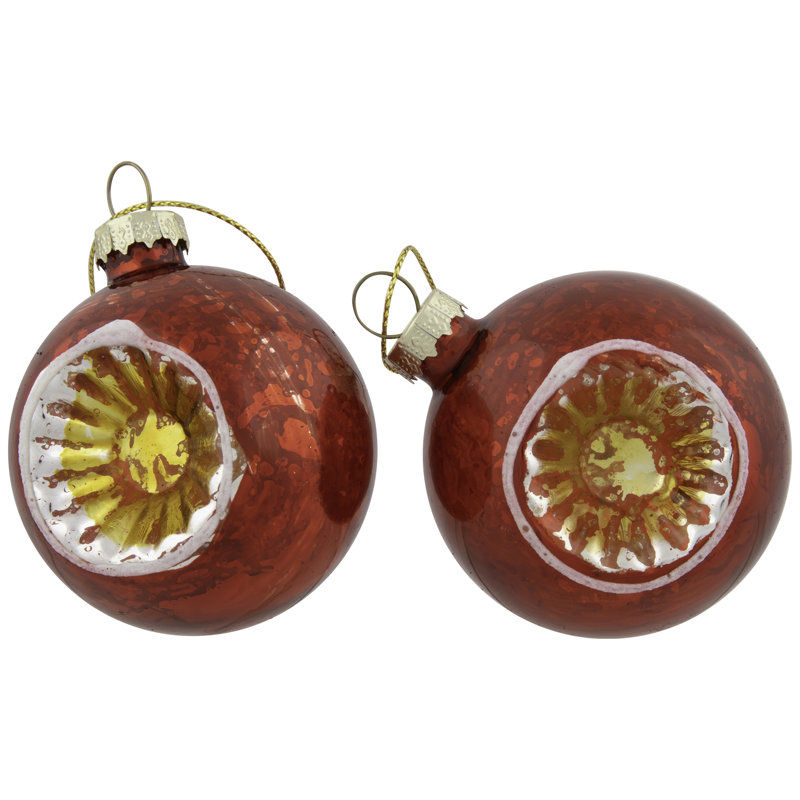 Ornements de Noël rétro en verre 9 carats à paillettes et miroir 9 carats 9 po
