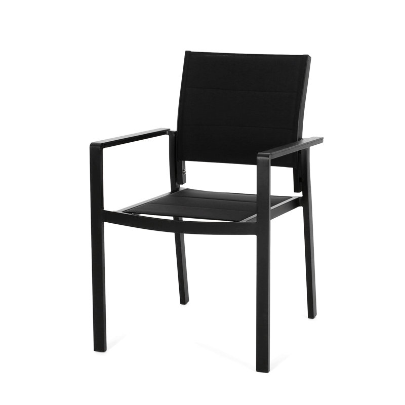 Chaises de salle à manger d'extérieur en maille et aluminium, 1