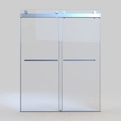 56 To 60 In. W X 76 In. H Double Sliding Frameless Soft-Close Shower Door With Premium 3/8 Inch (10Mm) Thick Tampered Glass And Easy-Cleaning Coating