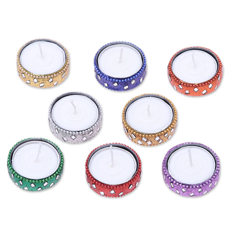 0.8'' H Metal Tabletop Tealight Holder with Candle Included