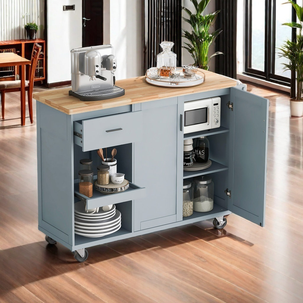 K&K Kitchen Island with Foldable Counter Top, Kitchen Storage Cart with Slide-Out Shelf, Towel Rack and Drawer, Rolling Kitchen Cart on Wheels, for Kitchen, Living Room, Dining Room, White