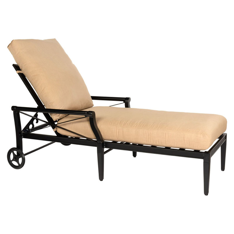 Adjustable Chaise Lounge With Waterfall Cushion, Oyster, Fife Bark