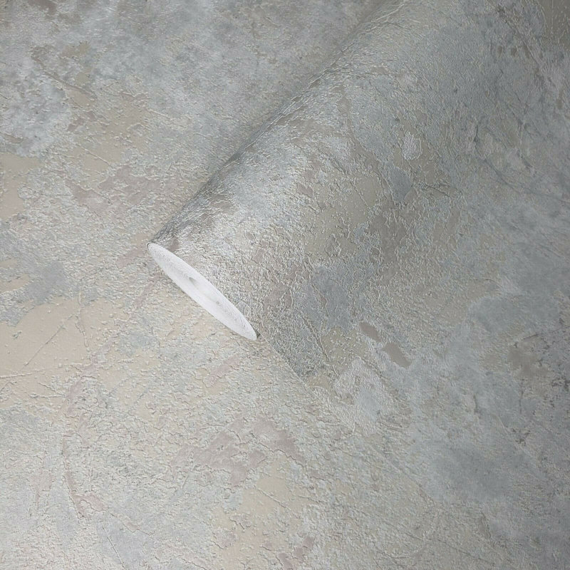 Pescara papier peint vert gris beige rouillé béton rustique plâtre texturé 3D